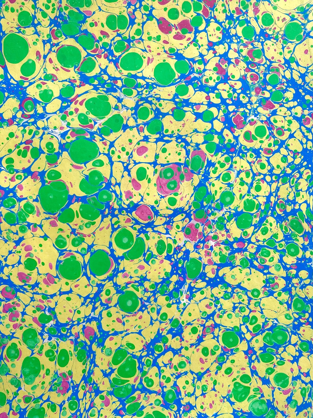 "Lime Summer" Stone Marbled Paper