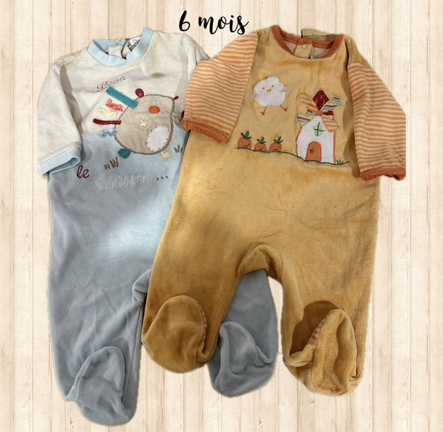 Lot de 2 pyjamas, velours, Kitchoun