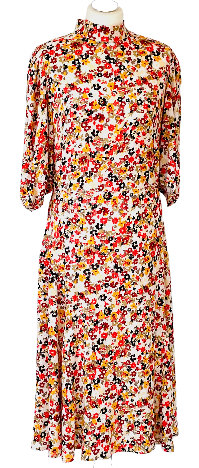 Robe imprimée fleurs orange - taille 40 (fr)