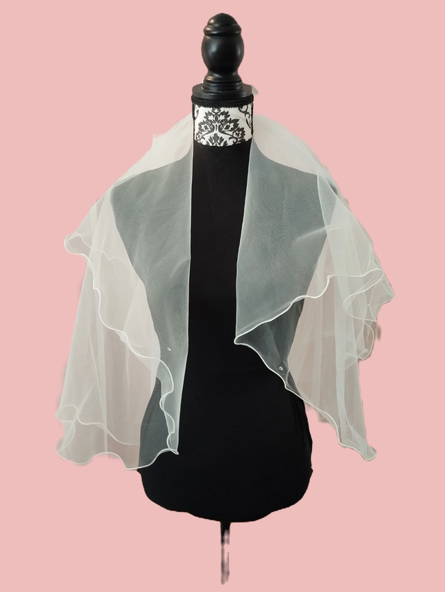 Voile de mariée à nœud satin triple pans