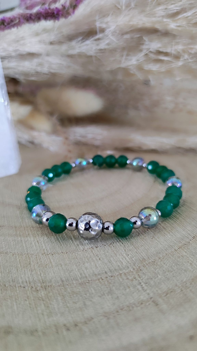 Bracelet "Renaissance" Agate verte facettée