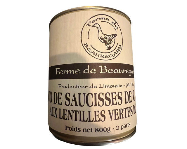 Duo de saucisses de canard aux lentilles vertes du puy 800g