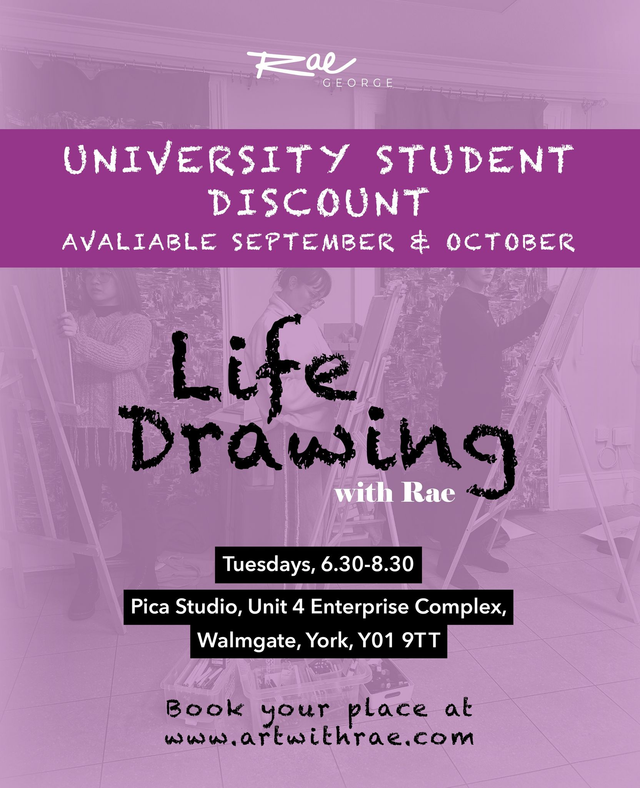STUDENT DISCOUNT 27th October, Life Drawing with Rae