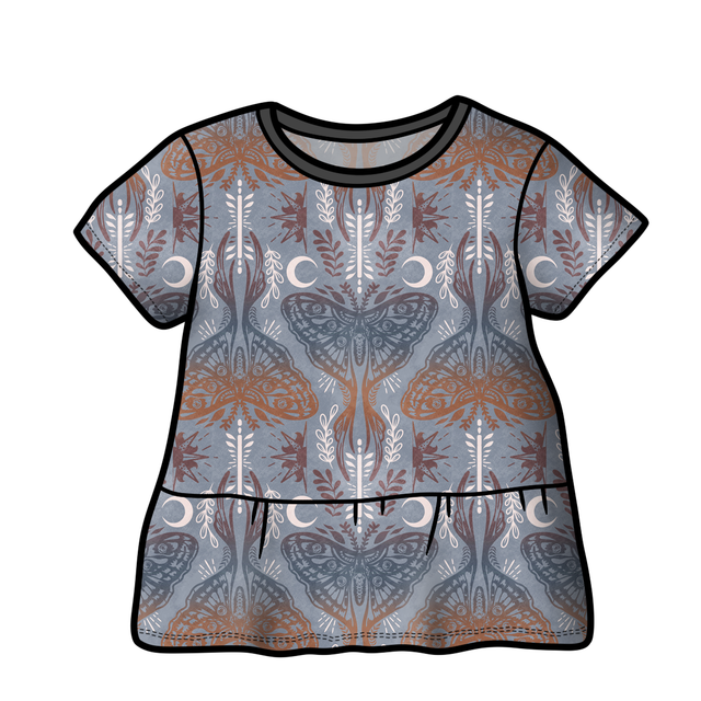 Dreamweaver 'Moon Moth' Peplum Top