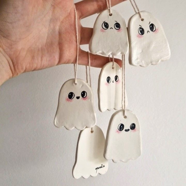 Ghosts!  - Unique hand-made clay ornaments