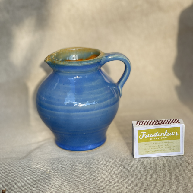 Keramik Karaffe Vase Vintage Glasur Provence Blau 