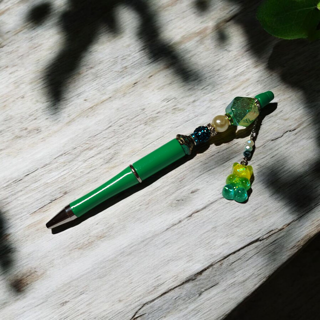 Stylo perles vert