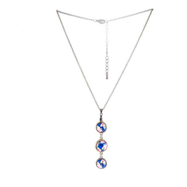 Amal- Collier ras-de-cou, Roses romantiques bleu