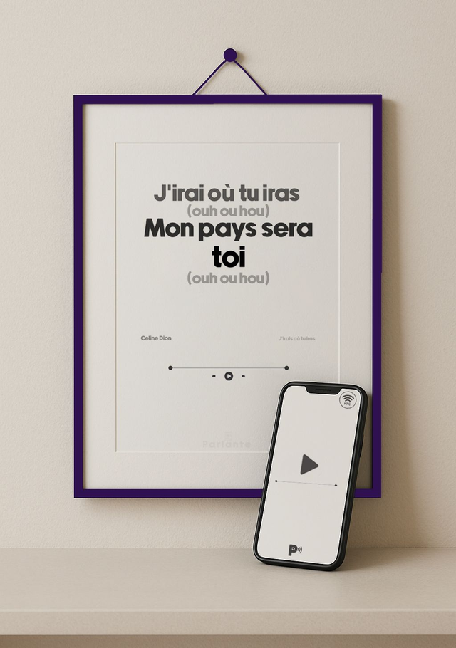 Affiche musique interactive Céline Dion | J'irai où tu iras (audio inclus)