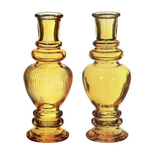 Gekleurd glazen flesje Venice vaasje,kandelaar Oker 
