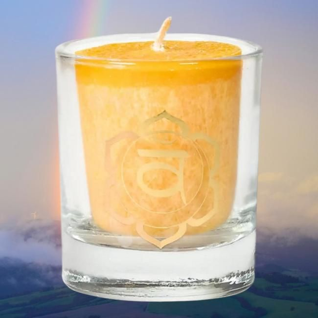Bougie votive 2 &quot;Swadhishtana&quot; chakra sacré 
