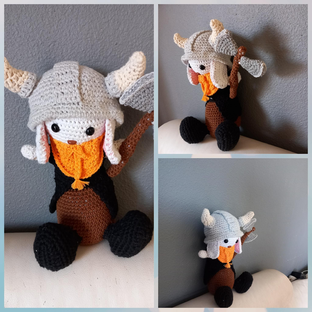 Lapin viking au crochet 100% coton