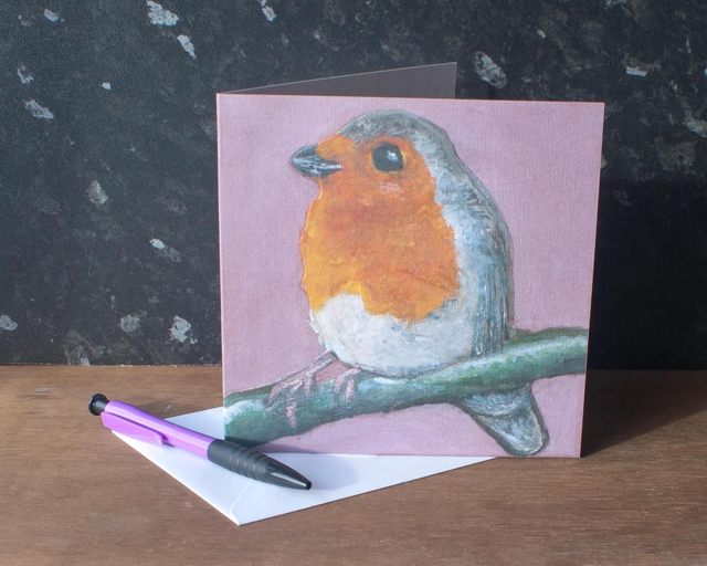 Robin Greetings Card/Mounted Print (blank inside)