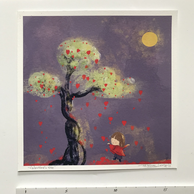 Valentine girl under the tree