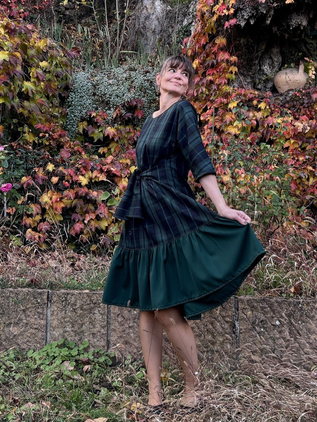 Robe Folkado verte tartan