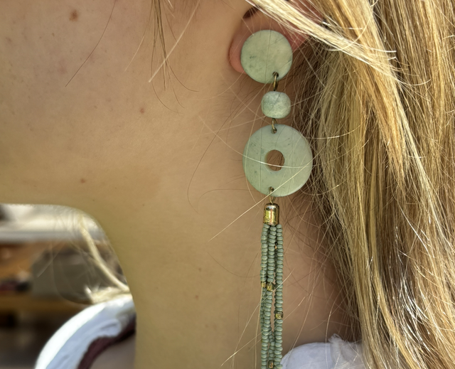 Aros discos y mostacilla múltiple verde