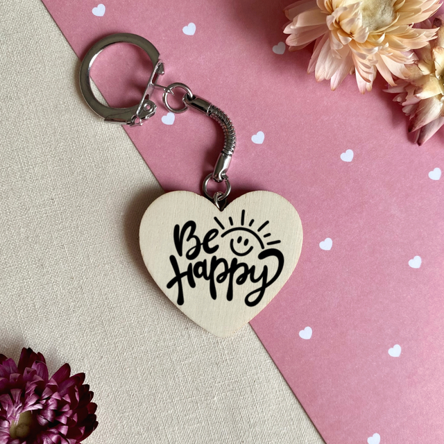 Porte clés coeur Be Happy