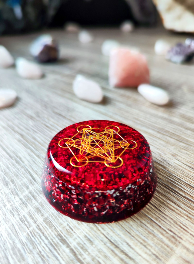 Orgonite ronde rouge