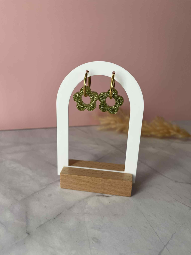 Pampilles résine paillette verte