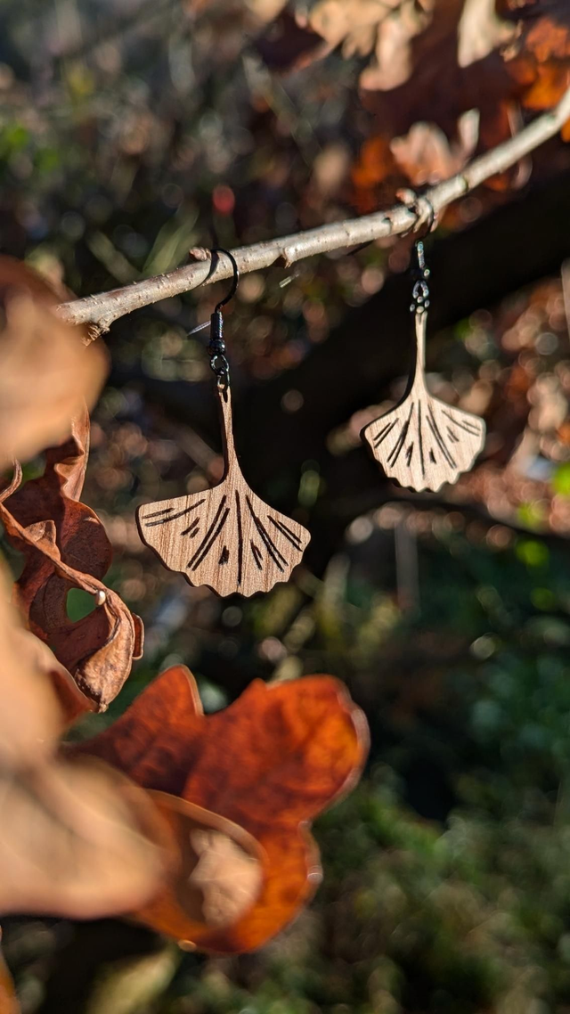 Boucles d'oreilles - Gingko bilo'bois
