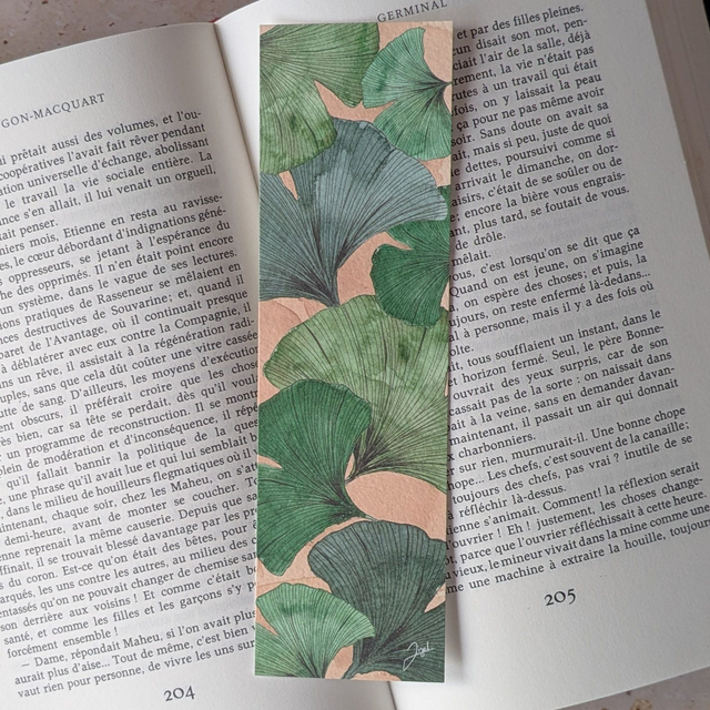 Marque-page - Café - Ginkgos, Vert sur Café