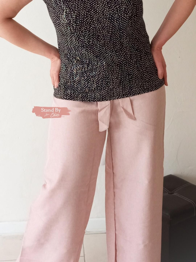 Pantalon palazzo rose chiné