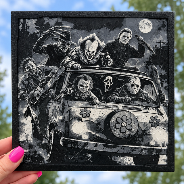 Horror Icons Scooby Doo Van 3D Printed Wall Art