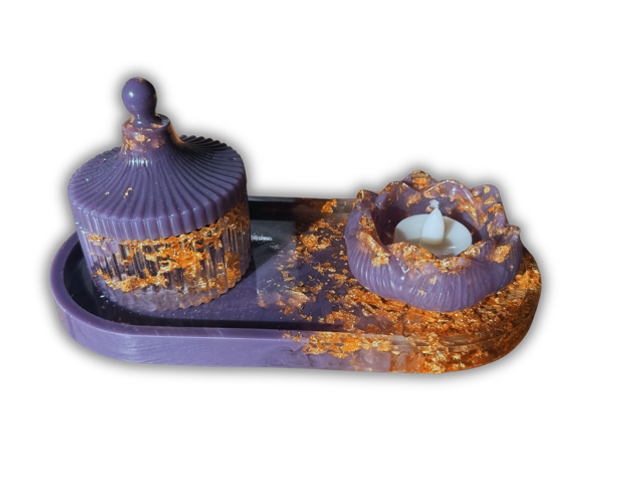 Plateau lotus en résine