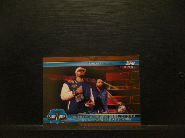 Smackdown Tag Team Champions The USOS Defeat Raw Tag Team Champions Cesaro &amp; Sheamus - Brown Champions Original Trading Card #70