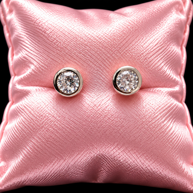 Sterling Silver &amp; Cubic Zirconia Rub Over Stud Earrings 