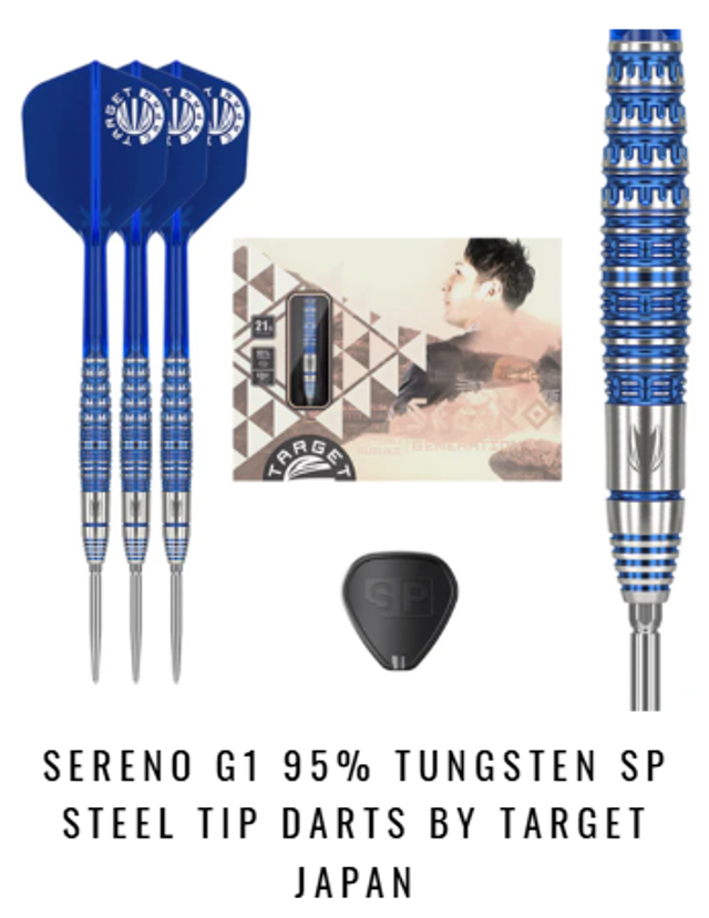 Sereno G1 95% Tungsten SP Steel Tip Darts by Target Japan 21g