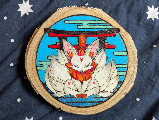 Rondin d'Asie - "Kitsune Gardien du Temple"