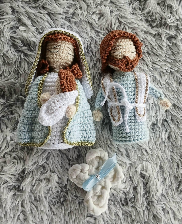 Poupées au Crochet – Sainte Famille (Marie, Joseph et Jésus) 