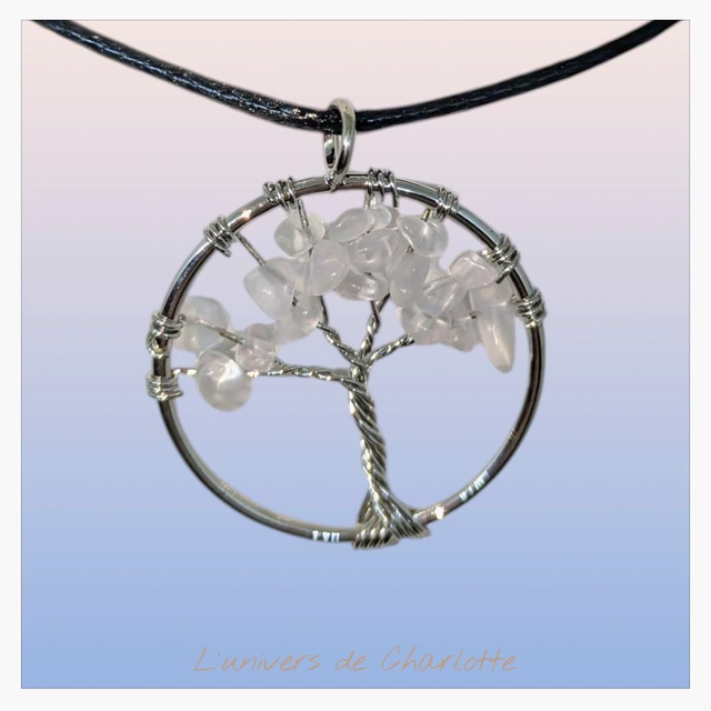 Pendentif &quot;Cristal de roche&quot; arbre de vie PN-305