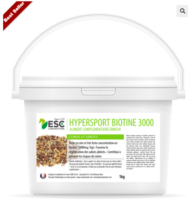 Biotine cheval – HYPERSPORT BIOTINE 3000 – Formule concentrée 3000mg/kg