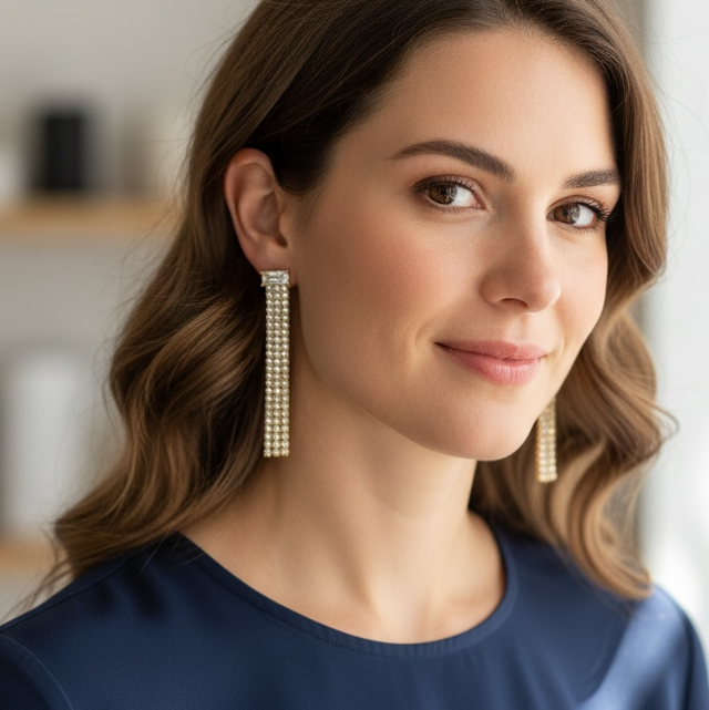 Boucle pendante strass 