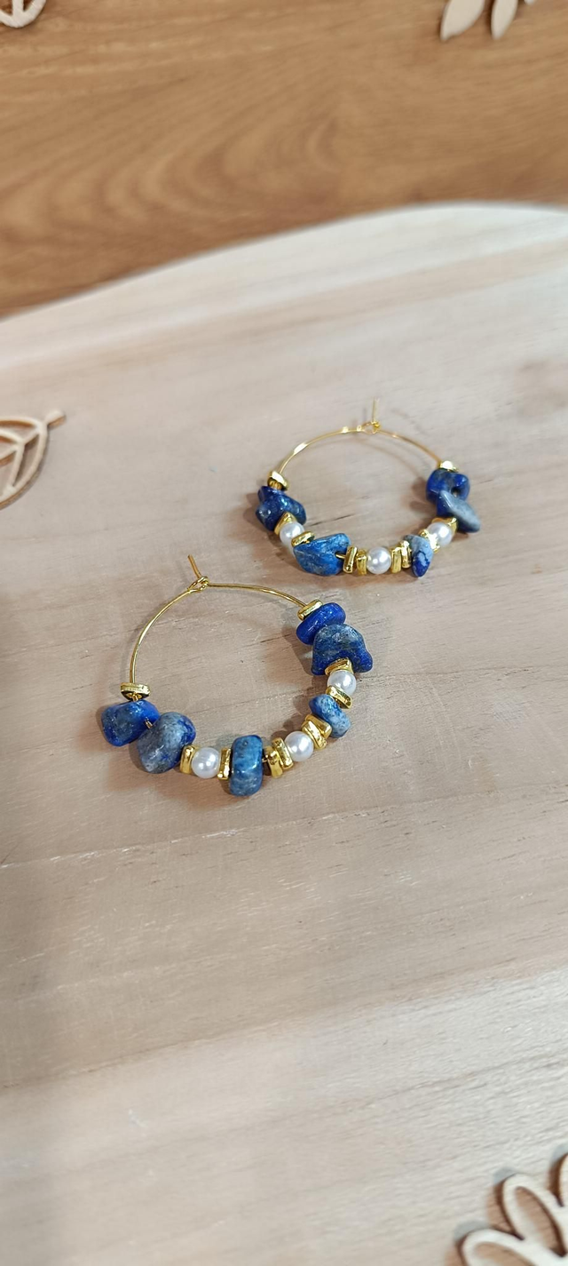 Boucles d&#039;oreilles - Pierres naturelles dorée 