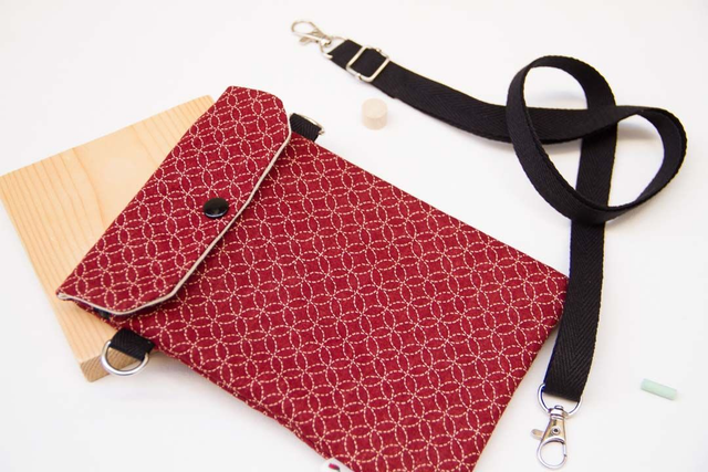 Bolso para móvil Sashiko Rojo Granate