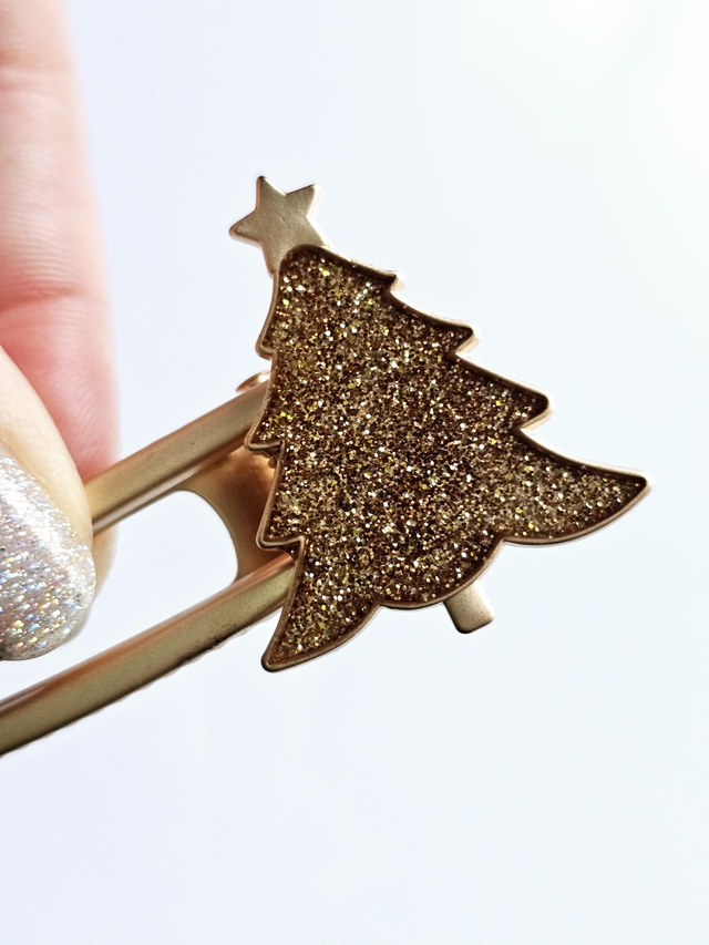 BARRETTE SAPIN OR PAILLETTE 