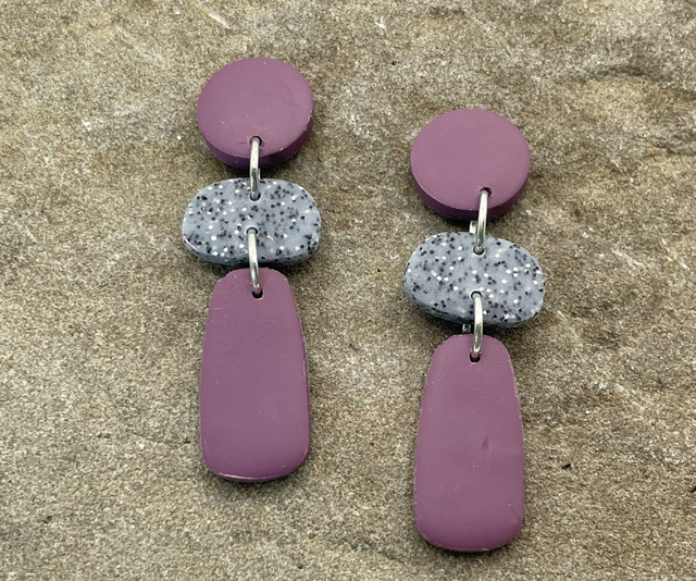 Plum stone statement earrings