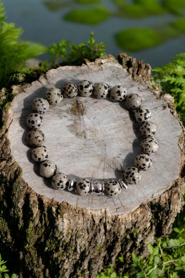 Bracelet Jaspe Dalmatien 10 mm - Protection &amp; Sérénité