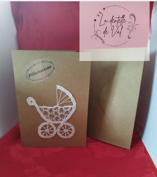Carte naissance landeau + enveloppe 