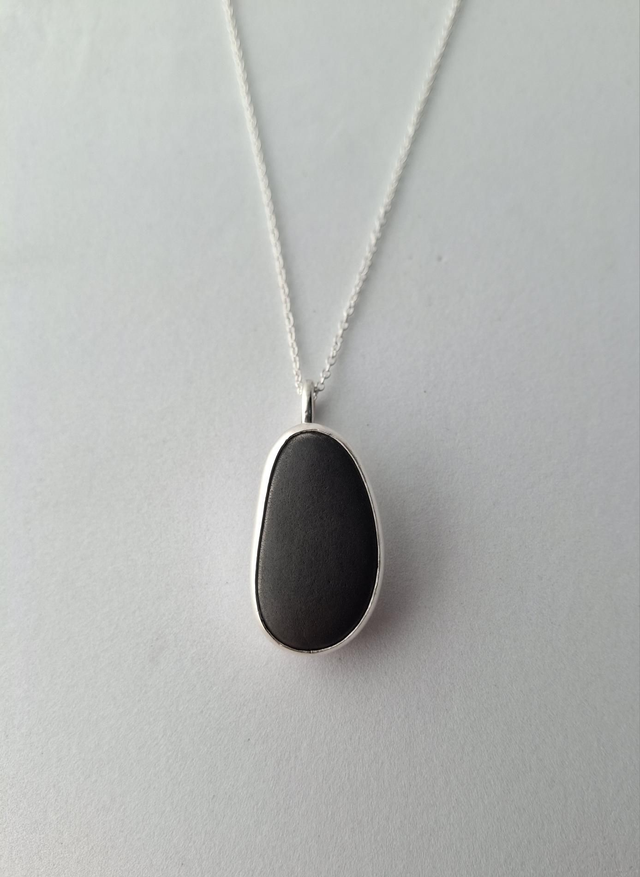Beach Stone in Sterling Silver with 18" Sterling Silver Trace Chain