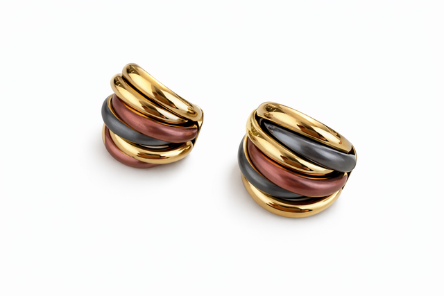 Pendientes acero tricolor 