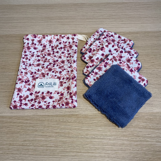 Lot de 5 lingettes - Fleuri - Eponge Bleu Nuit