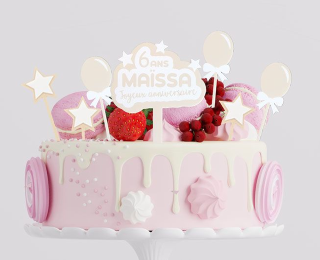 6 pièces de décoration pour gâteau d'anniversaire - Topper cake personnalisé