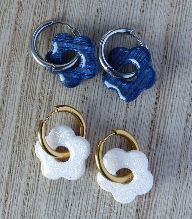 Paires de pampilles réversibles "Fleur" 