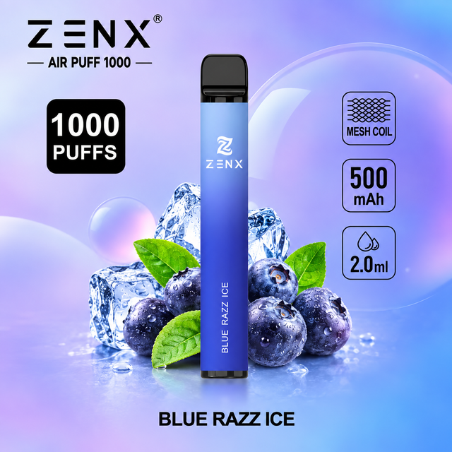 ZENX Air Puff 1000 – Blue Razz Ice – 20 mg