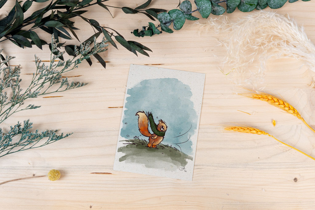 Graspapierkarte - windiges Hörnchen