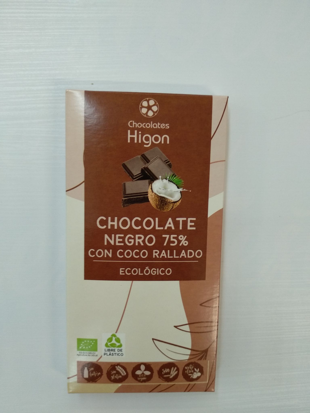 Chocolate negro 75% con coco rallado